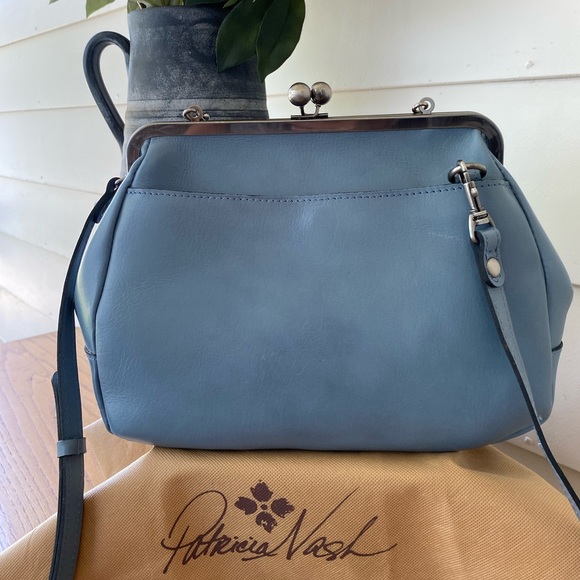 Authentic Patricia Nash Canisi Rose Tooled Leather Framed Satchel Crossbody Bag - Picture 9 of 15